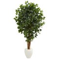 Nearly Naturals 6 ft. Ficus Artificial Tree in White Planter 5666
